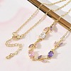 Brass Pave Cubic Zirconia Rose Flower Link Cable Chain Necklaces for Women NJEW-C121-05B-06G-1