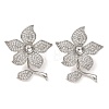 Brass Micro Pave Clear Cubic Zirconia Slide Charms KK-K422-10P-1