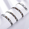 304 Stainless Steel Leopard Print Flat Snake Chain Necklaces for Women NJEW-A044-02A-P-2