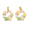 Brass Micro Pave Clear Cubic Zirconia Pendants KK-H262-15G-2