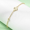 Brass Micro Pave Clear Cubic Zirconia Four Leaf Clover Link Bracelets KK-CBAED06-02G-3