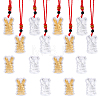 16Pcs 2 Colors Gold Foil Rabbit Pendant Necklaces Set with Red Ropes NJEW-CA0001-08-1