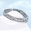 304 Stainless Steel Wave Link Chain Bracelets for Women Men BJEW-R018-07P-2