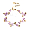 304 Stainless Steel Rondelle Natural Amethyst Beaded Bracelets BJEW-C151-04B-4