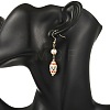 Printed Handmade Porcelain & Natural Freshwater Pearl Dangle Earrings EJEW-JE07374-3