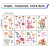 8 Sheets 8 Styles PVC Waterproof Wall Stickers DIY-WH0345-080-2