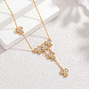 Saint Patrick's Day 304 Stainless Steel Pave Clear Cubic Zirconia Clover Pendant Tassel Necklaces for Women WGAD5E2-03-1