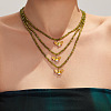 316L Surgical Stainless Steel Enamel Bee Pendant Green Cubic Zirconia Faceted Beaded Necklaces for Women WG7DD53-01-5