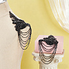 Glass Seed & Rhinestone Beaded Fringe Embroidery Applique Patch DIY-WH0780-20B-4