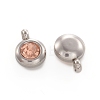 Trendy Original Color 304 Stainless Steel Faceted Grade A Rhinestone Flat Round Charms Pendants RB-N030-01P-2