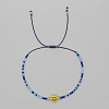 Smiling Face Glass Seed Bead Braided Bracelets for Women EQ4950-2-1