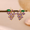Brass Pave Cubic Zirconia Stud Dangle Earrings CU-CBA2AB4-02G-1