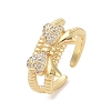 Bowknot Brass Micro Pave Clear Cubic Zirconia Open Cuff Rings RJEW-S417-06G-1