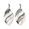 Natural Abalone Shell & Black Lip Shell & Pink Shell Pendants SSHEL-B003-06P-01-1