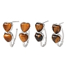 Valentine's Day Heart Natural Tiger Eye Stud Earrings EJEW-T053-01P-11-4