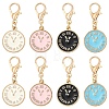 12Pcs 4 Style Alloy Enamel Clock Pendant Decorations HJEW-YW00259-1