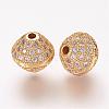 Brass Micro Pave Cubic Zirconia Beads ZIRC-G097-06G-1