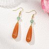 Natural Red/Green Aventurine & Brass & 304 Stainless Steel Dangle Earrings EJEW-JE07257-01-1