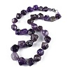 Natural Amethyst Nuggets Beaded Necklaces for Women Men NJEW-K388-01E-5