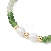 201 Stainless Steel Sun Pendant Dyed Faceted Rondelle Natural Malaysia Jade & Natural Pearl Beaded Necklaces NJEW-JN05814-5