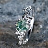 Oval & Leaf 925 Sterling Silver with Moss Agate Finger Rings FS-WGF1EFD-03-1