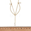 White Round Shell Pearl Pendant Brass Cable Chain Necklaces for Women NJEW-JN06349-4