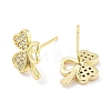 Brass Micro Pave Clear Cubic Zirconia Stud Earrings for Women EJEW-S217-D08-2