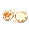 304 Stainless Steel & Cloth Embroidered Pendants FB-CBAFBAF-08G-01-2
