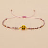 Smiling Face Glass Seed Bead Braided Bracelets for Women EQ4950-5-2