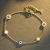 925 Sterling Silver Micro Pave Cubic Zirconia Blue Evil Eye Link Bracelets for Men Women SG3284-1-1