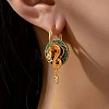 Dragon & Flat Round & Flower Brass Enamel Hoop Earrings FS-WGDA516-01-2