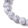 Natural Howlite Round Beads Stretch Bracelets BJEW-JB11493-01-4