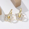 Flower Shape Clear Cubic Zirconia Hoop Earrings EJEW-F310-03G-4