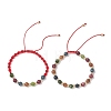 2Pcs Adjustable Natural Green Jade Imitation Tourmaline & Brass Beads Braided Bead Bracelets for Women BJEW-JB13542-02-2