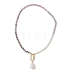 Natural Baroque Keshi Pearl Nuggets Pendant Dyed Natural Malaysia Jade Faceted Rondelle Beaded Necklaces for Women NJEW-JN06019-5