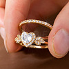 Alloy Micro Pave Cubic Zirconia Finger Rings Sets for Women FS-WGC007F-02-2