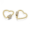 Brass Micro Pave Clear Cubic Zirconia Screw Carabiner Lock Charms ZIRC-T004-99G-2