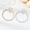 2Pcs 2 Colors Valentine's Day 304 Stainless Steel Heart Link Chain Anklets for Women AJEW-AN00801-1