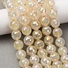 Electroplated Natural Agate Beads Strands G-B191-A07-10mm-02-1