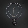 Natural Gemstone Heart Pendant Colorful Glass Seed Beads Beaded Necklaces for Women VA8487-1-2