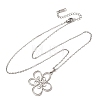 304 Stainless Steel Flower Pendant Cable Chain Necklaces for Men Women NJEW-K308-05B-P-4