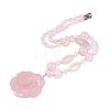 Natural Rose Quartz Flower Pendant Necklaces NJEW-N064-08C-2