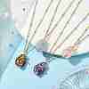 Natural Mixed Gemstone with Brass Pendant Necklaces NJEW-JN04679-2