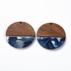 Transparent Resin & Walnut Wood Pendants RESI-T035-35C-2