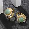 Sunflower Natural Green Aventurine Finger Rings RJEW-B113-03G-03-1