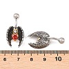 316 Stainless Steel Pave Red Cubic Zirconia Curved Barbell Dangle Belly Rings AJEW-C044-03-5