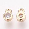 Brass Cubic Zirconia Charms ZIRC-P068-01G-2