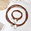 2Pcs 2 Styles Alloy Rectangle PU Leather Layered Cord Choker Necklaces for Women NJEW-CL0001-34A-5