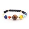 Natural Tiger Eye & Red Agate & Topaz Jade Stretch Bracelets PW-WG86409-03-1