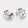 Brass Cubic Zirconia Slide Charms ZIRC-S063-01C-P-2